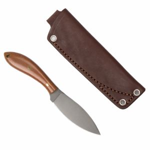 LT Wright Knives Small Northern Hunter - AEB-L Steel - Flat Grind - Natural Canvas Micarta - Polished img3